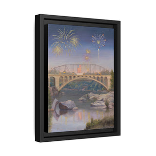 "Fireworks Over Rainbow Bridge" - Framed Canvas
