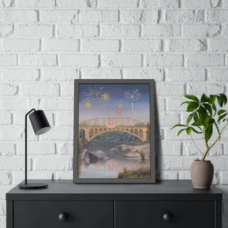 "Fireworks Over Rainbow Bridge" - Framed Poster