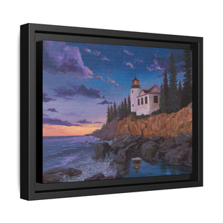 Framed Matte Canvas Art - Bass Harbor Lighthouse Print